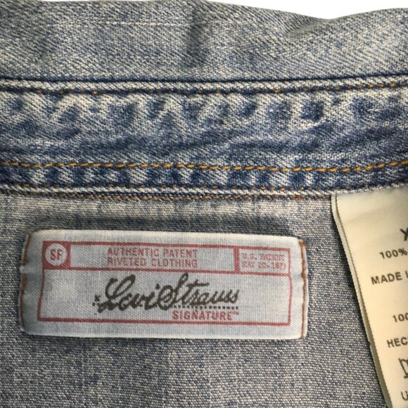 Levi Strauss Signature Denim Shirt Mens XL Blue Western Snap Front Pockets - Picture 6 of 16